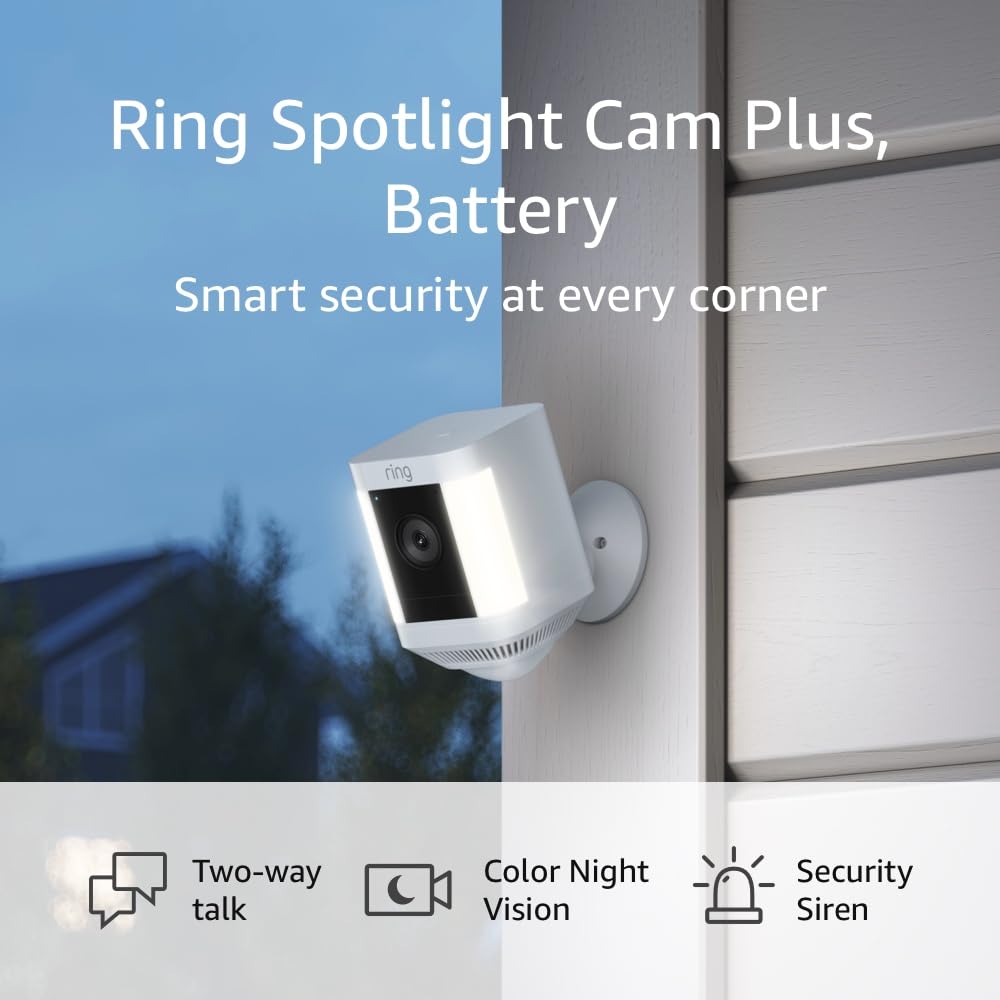 Ring Spotlight Cam Plus, Battery | Two Way Talk, Color Night Vision, and Security Siren