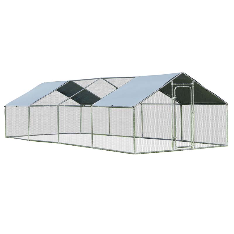 26 Ft Large Metal Walk In Chicken Coop Cage Runs Hen House With Cover Amp Lockable Door - Waterproof Protective Cover