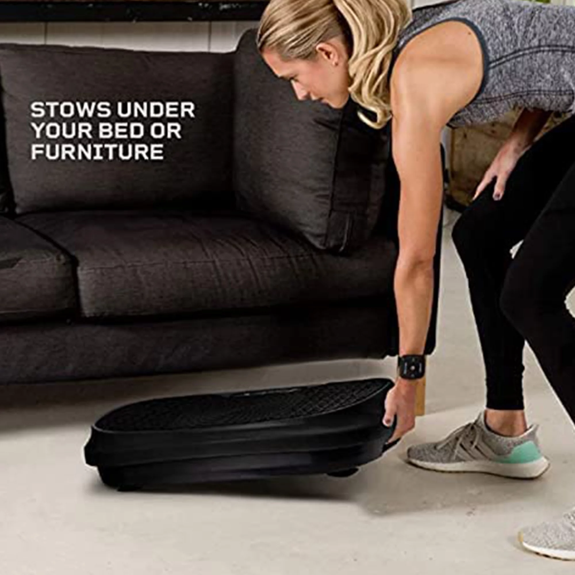 LifePro Waver Mini   Compact Vibration Plate Exercise Machine with Workout Bands, Black