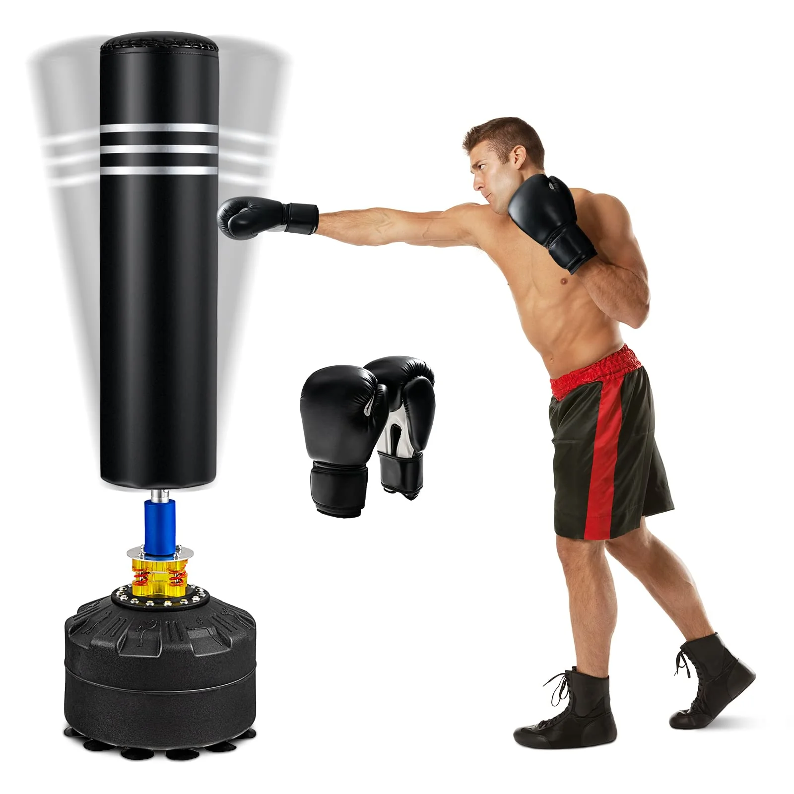 70Quot Freestanding Punching Bag 220Lbs Heavy Boxing Bag With Gloves Shock Absorber 12 Suction Cup Base
