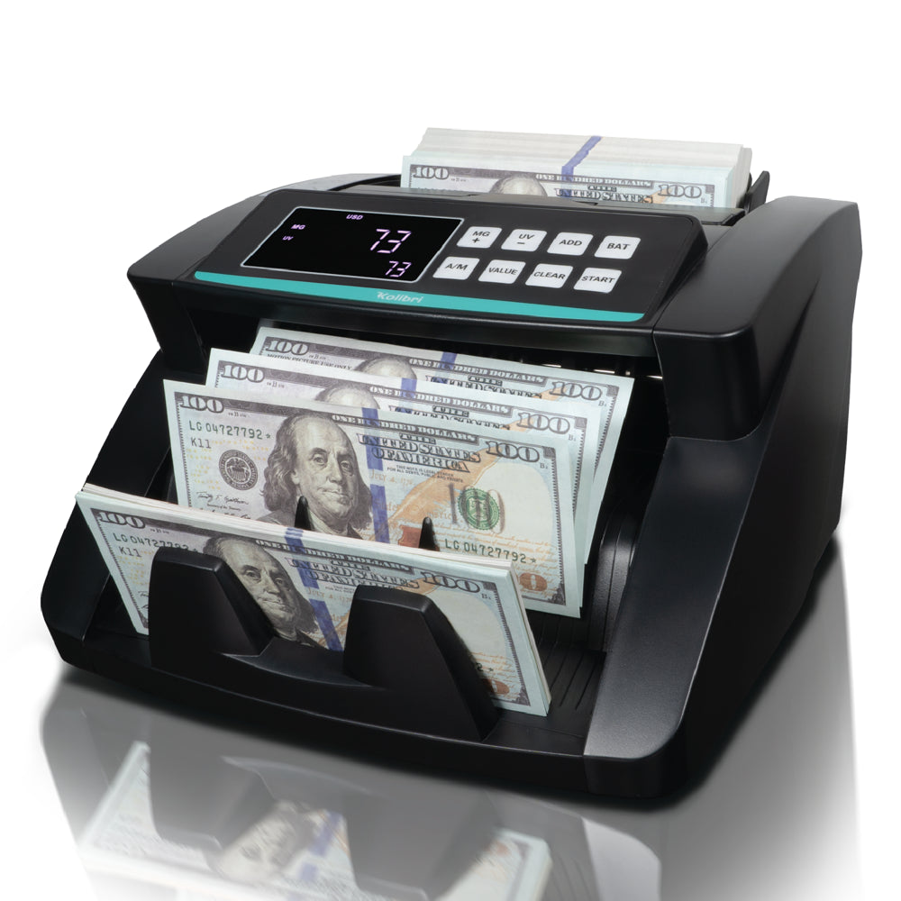 Kolibri Bill Counter: 1,500 bills per min, advanced counterfeit detection, set up in minutes