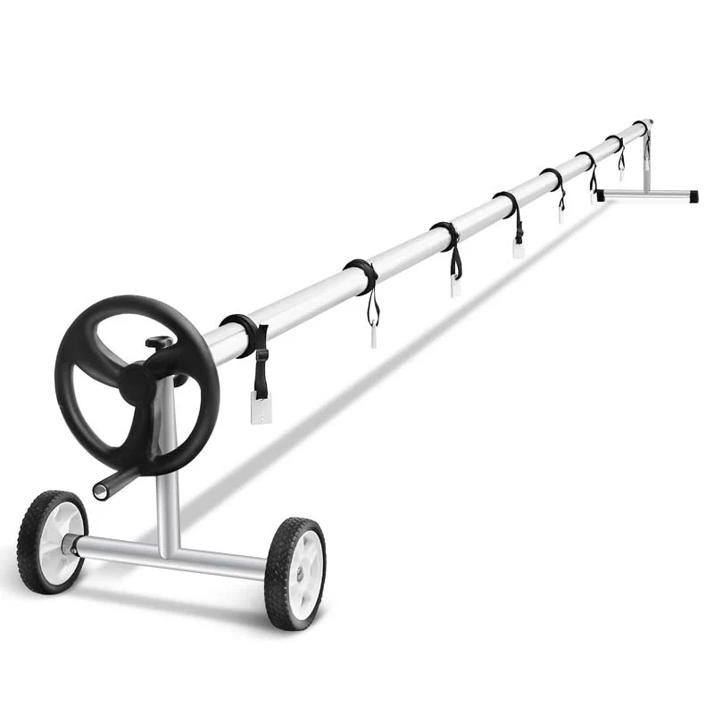 22 Ft Solar Pool Cover Reel Set With Hand Crank Amp Wheels Aluminum Solar Swimming Inground Cover Blanket Reel Roller - High Quality Set For Everyday Use
