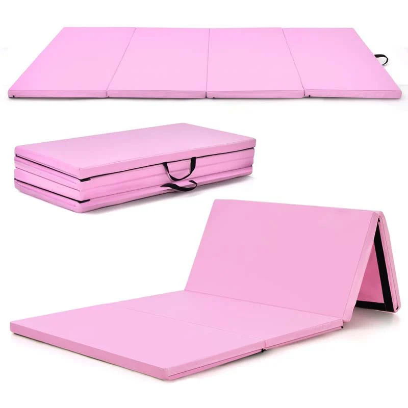 8039 X 4039 Anti Tear Folding Gymnastics Mat For Yoga Fitness 2Quot Thick 4 Panel Exercise Tumbling Mat With Carrying Handles