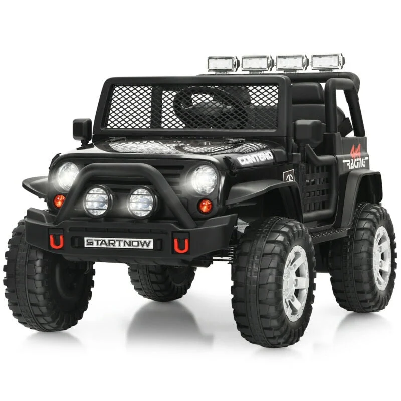 Kids Ride On Jeep Car 12V Battery Powered Electric Riding Toy Truck With Remote Control Lights Amp Music