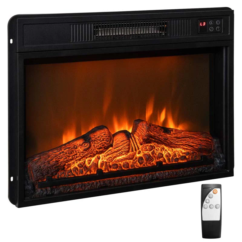 23Quot Electric Fireplace Insert 1400W Recessed Fireplace Heater With 3 Led Realistic Flame Effects Remote Control 6H Timer
