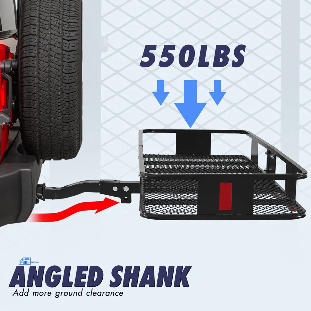 King Bird 60���x24���x6��� Folding Hitch Cargo Carrier with Waterproof Bag & Straps, 550 lbs Capacity, Fits 2��� Receiver