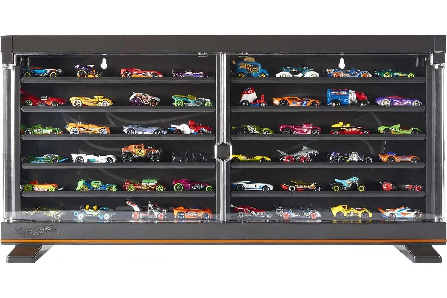 Hot Wheels Display Case with Exclusive Mercedes Benz 190E 1:64 Scale Sports Car