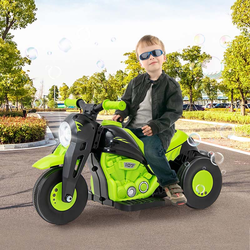 6V Kids Motorcycle Wautomatic Bubble Function Amp Music 3 Wheel Vehicle Toy Electric Ride On Car For Toddlers Ages 3