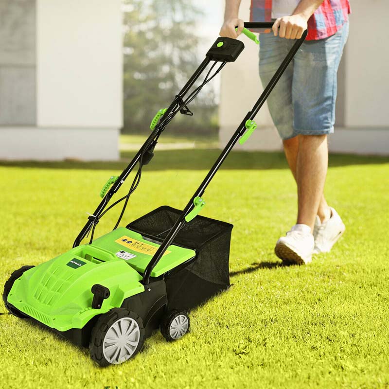 2 In 1 Electric Lawn Dethatcher Amp Scarifier 12 Amp 13Quot Corded Grass Dethatcher With 40L Collection Bag