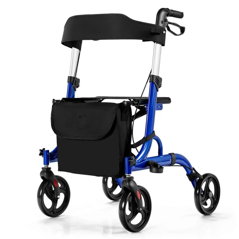 2 In 1 Folding Rollator Walker With Seat Amp 8Quot Wheels Medical Walker Rolling Chair Mobility Walking Aid - Comfortable And Ergonomic Design