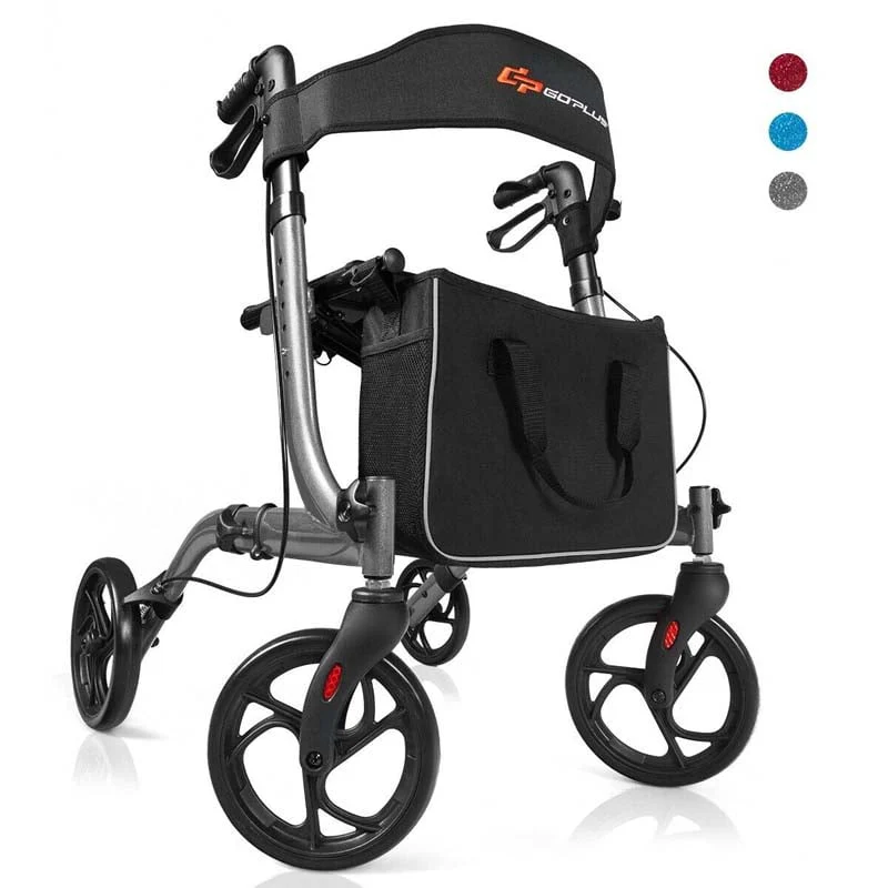 Folding Rollator Walker With Seat Amp Storage Bag Lightweight Medical Walker Rolling Mobility Walking Aid