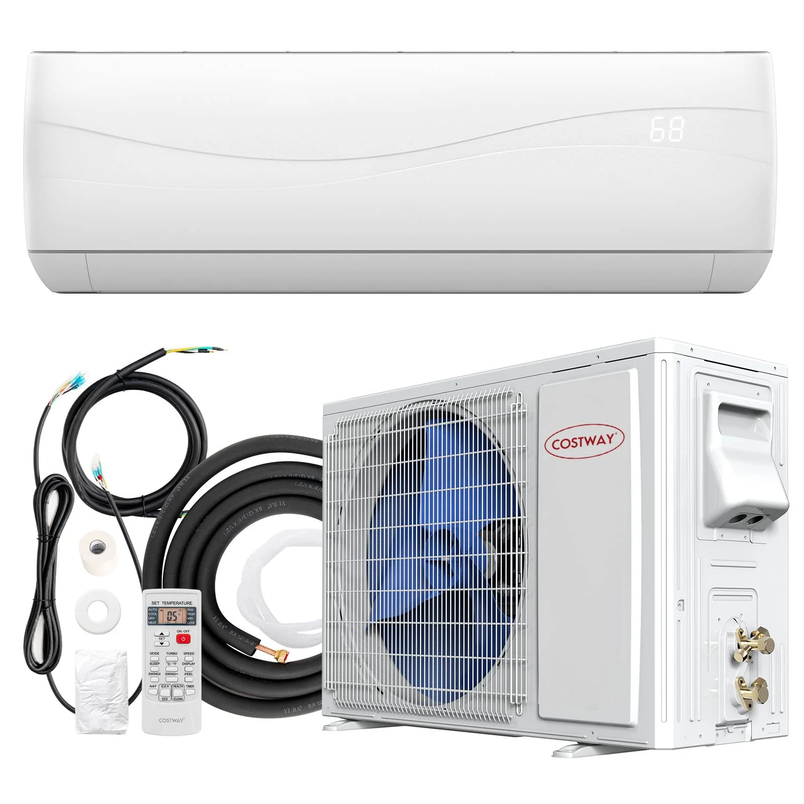 24000 Btu Ductless Mini Split Air Conditioner 208 230V 185 Seer2 Wall Mounted Inverter Ac Unit With Heat Pump