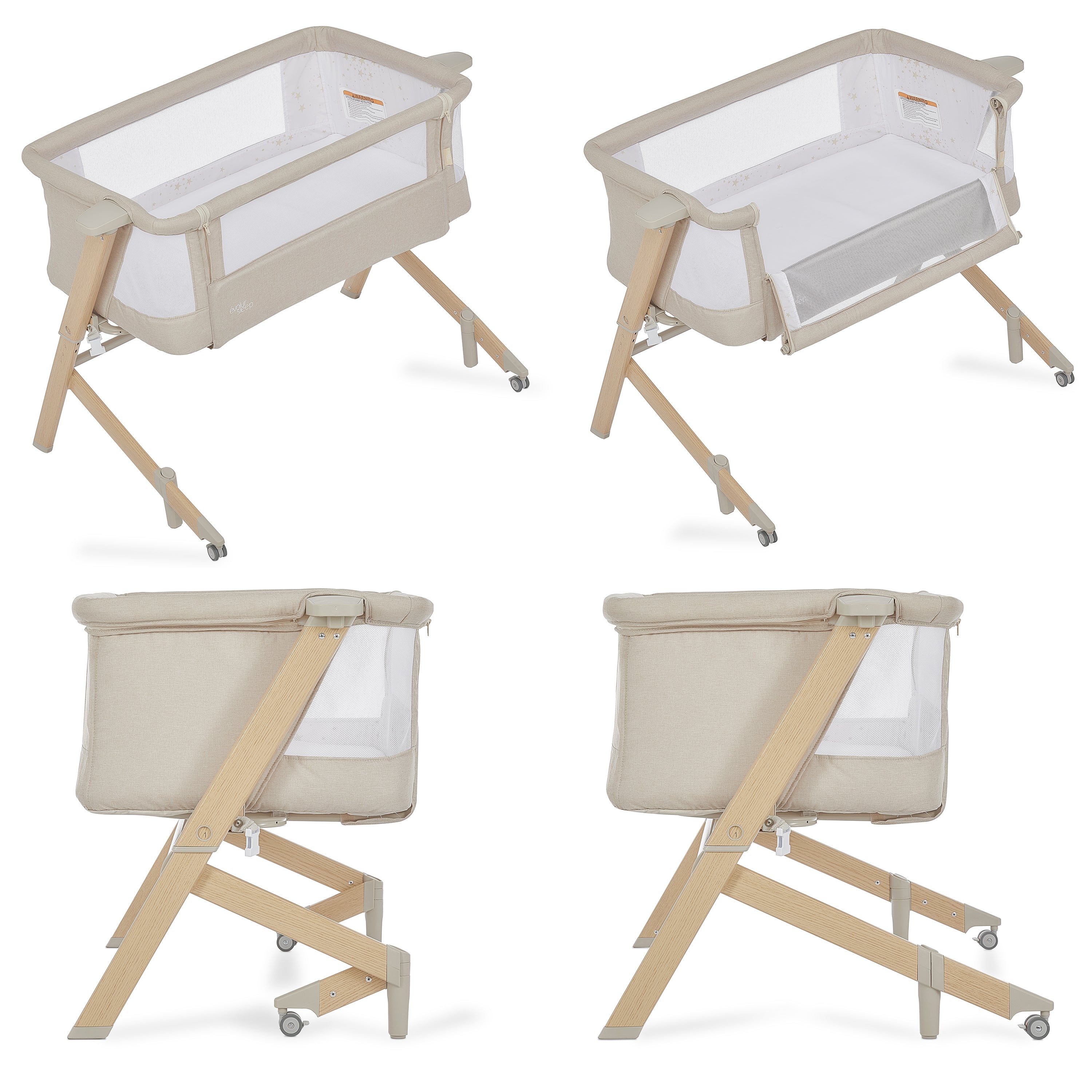 Evolur Stellar Bassinet and Bedside Sleeper in Beige