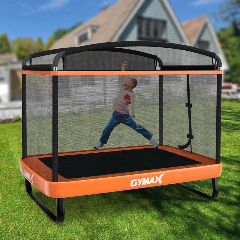 6 Ft Kids Trampoline With Swing Amp Safety Fence Astm Approved Toddler Rectangle Trampoline For 3 8 Year Old