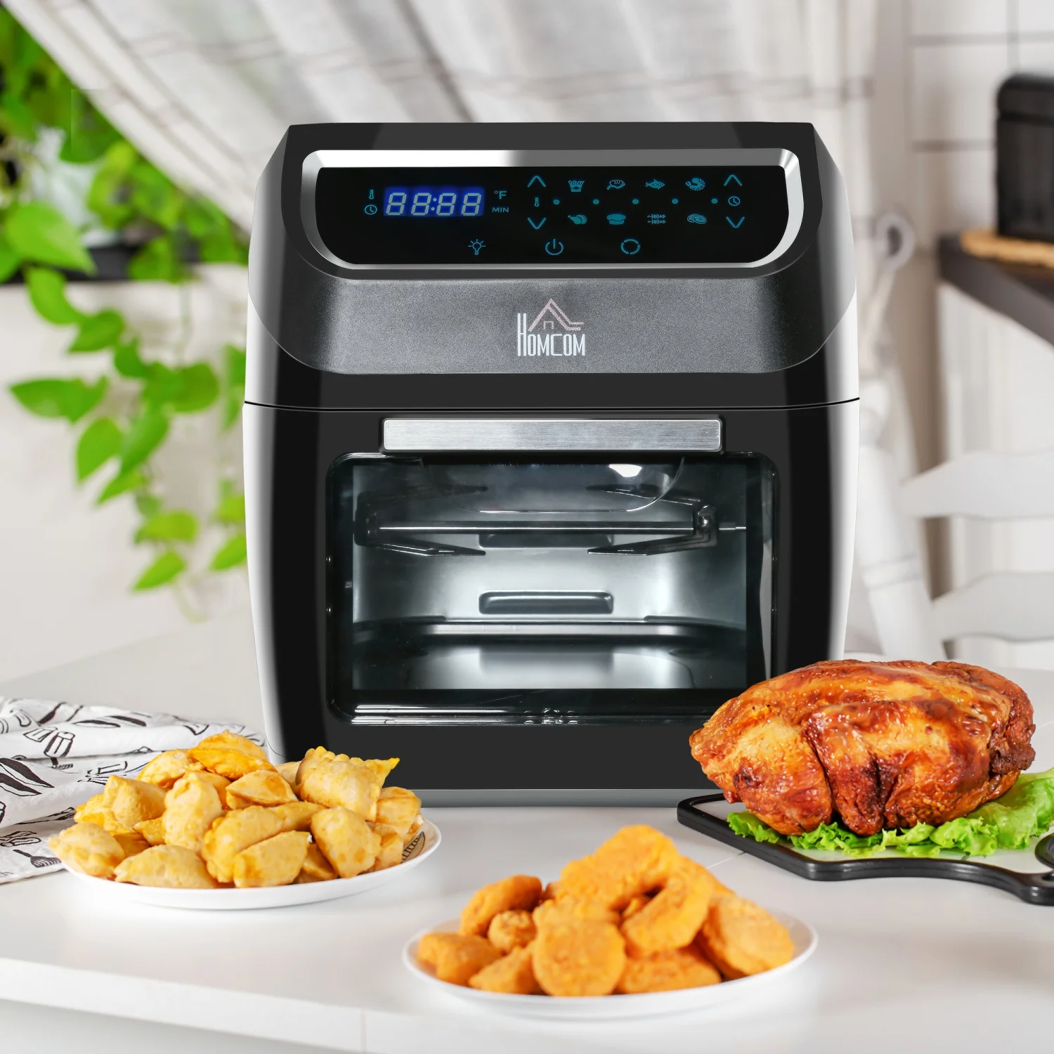 GFVCNIO 12 QT Air Fry Oven 8 In 1 Countertop Oven Combo with Air Fry Roast Broil Bake and Dehydrate 1700W with Accessories and LED Display Black