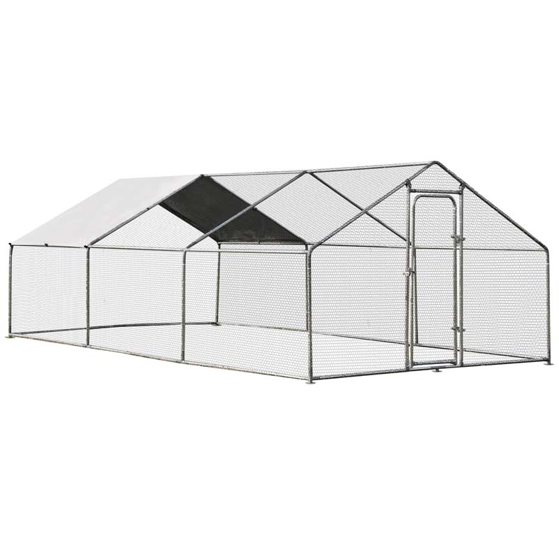 10039 X 20039 X 65039 Galvanized Metal Large Walk In Chicken Coop Cage Runs Hen House With Cover Amp Lockable Door - Waterproof Protective Cover
