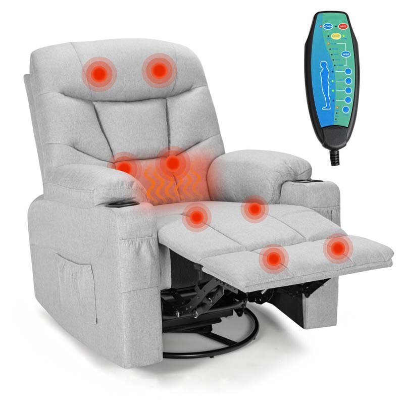 360Deg Swivel Electric Massage Recliner Rocking Chair Single Soft Sofa With Heater Amp Retractable Footrest - Comfortable And Ergonomic Design