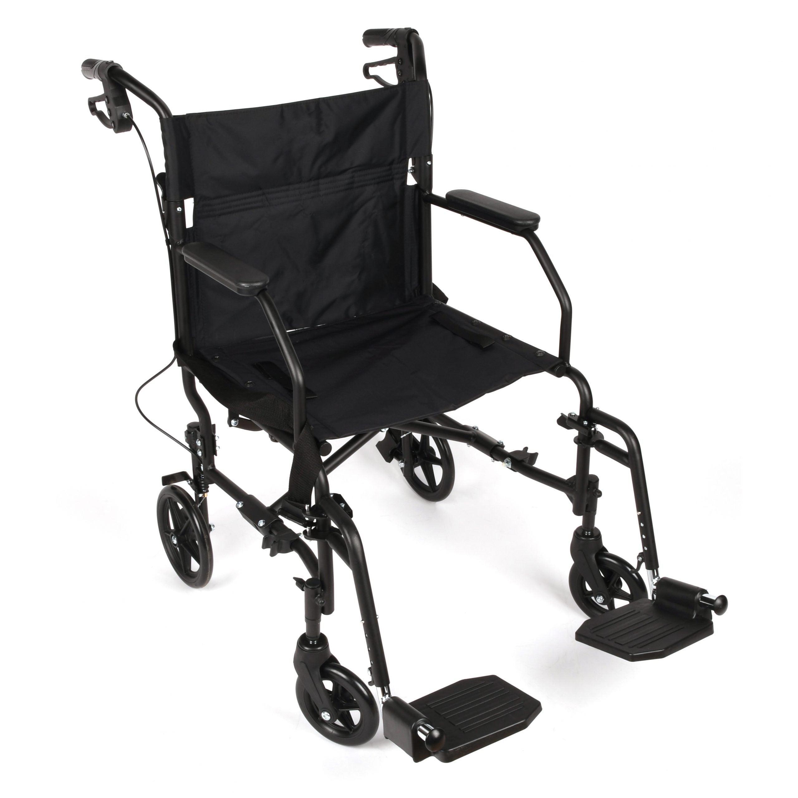 Equate Lightweight Transport Wheelchair, Folding Transport Chair, Swing-Away Footrests, 300 lb Weight Capacity, Black Frame