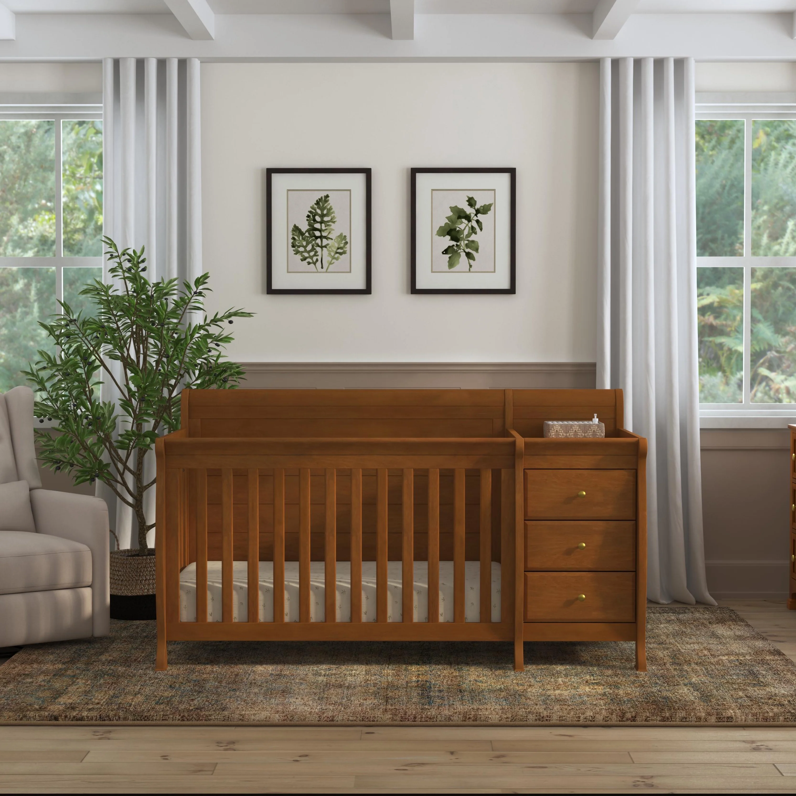 DaVinci Kalani 4-in-1 Convertible Crib & Changer in Chestnut