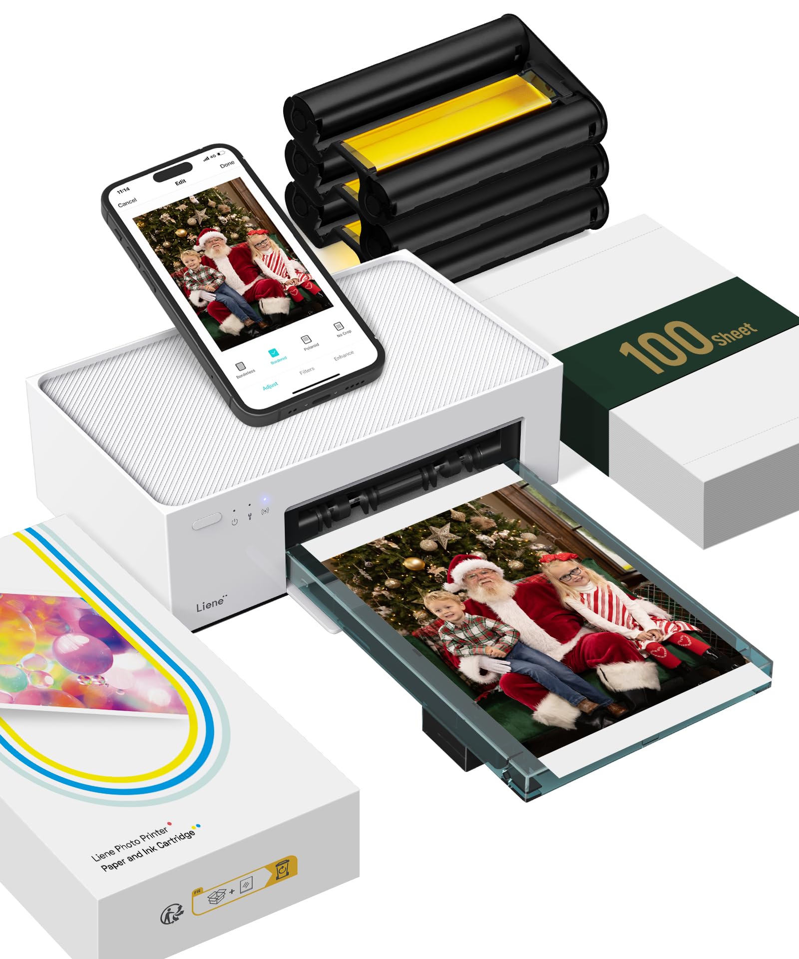 Liene 4x6'' Photo Printer, 100 Sheets, Full Color Photo, for iPhone Android