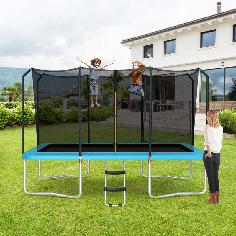 8 X 14 Ft Astm Certified Rectangular Trampoline With Safety Enclosure Net Amp Ladder