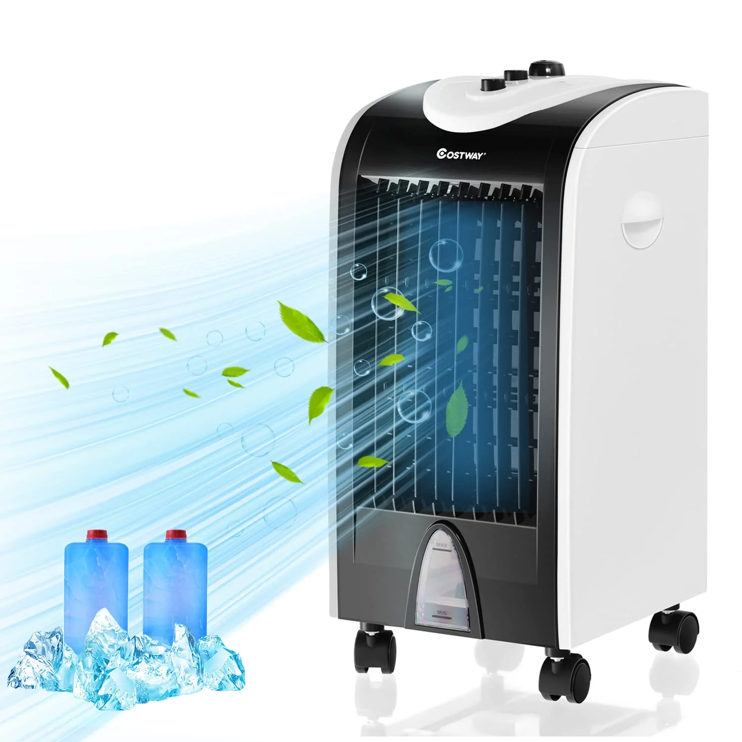 3 In 1 Portable Evaporative Cooler Fan Humidifier With Filter Knob 3 Wind Speeds 4L Water Tank