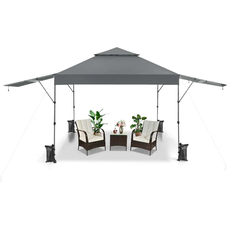 10 X 176 Ft Outdoor Instant Pop Up Canopy Tent For Market Picnic With Dual Half Awnings Amp Wheeled Bag