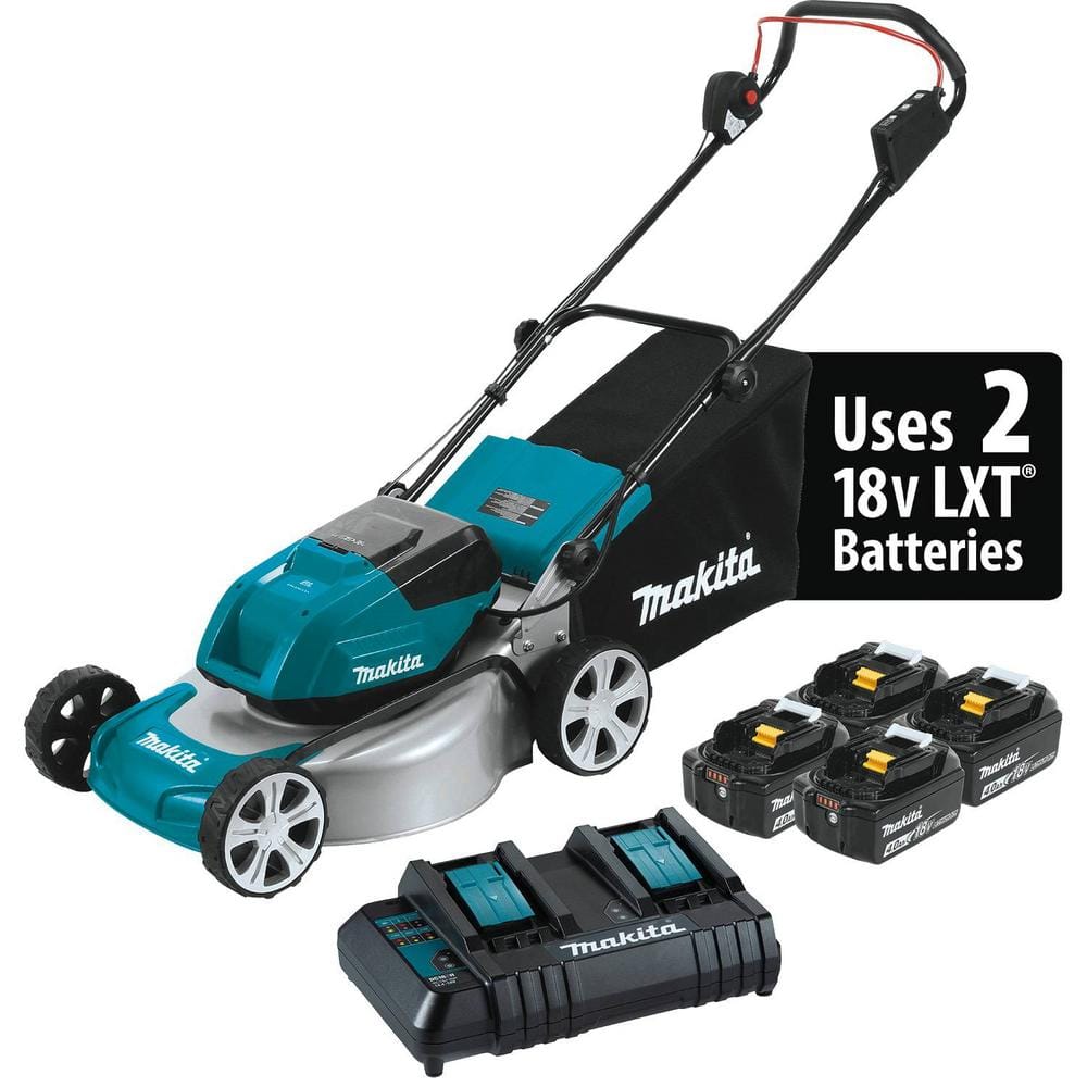 18 in. 18-Volt X2 (36-Volt) LXT Lithium-Ion Cordless Walk Behind Push Lawn Mower Kit with 4 Batteries (4.0 Ah) XML03CM1