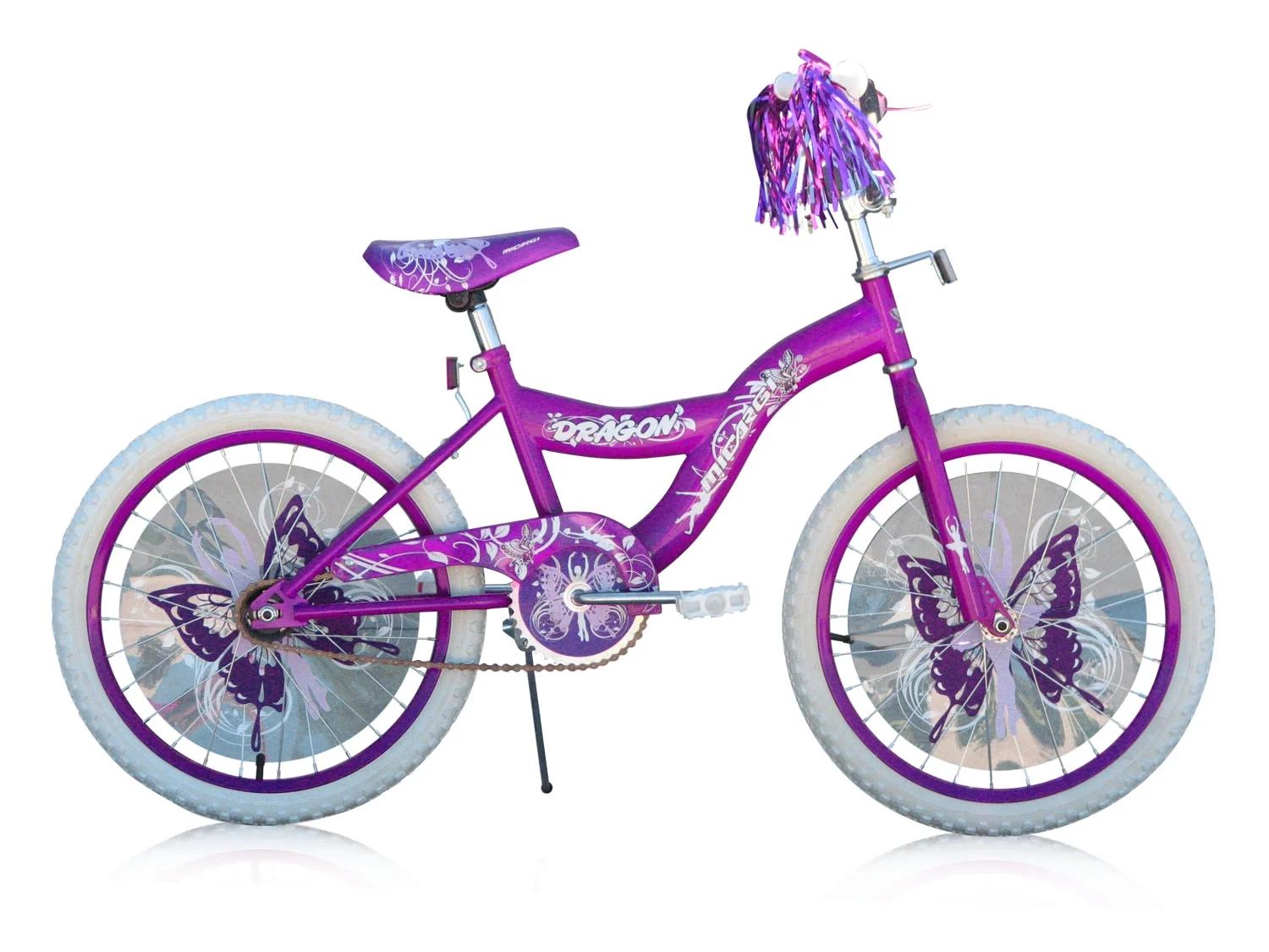 PlayWorld 20" BMX S Type Frame Bicycle Coaster Brake One Piece Crank Purple Rims White Tire Kid's Bike   Purple