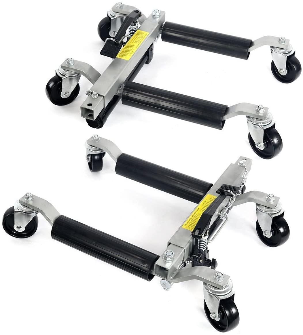 Stark Set of (4) Wheel Dolly Car Skates Vehicle Positioning Hydraulic Tire Jack Truck Rv Trailer Pick Up Dolly Ratcheting Foot Pedal, 1500LBS