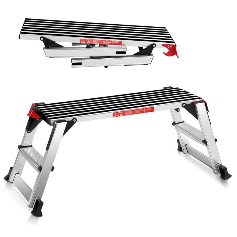 330Lbs Capacity Aluminum Folding Work Platform Step Ladder Portable Work Bench Drywall Stool