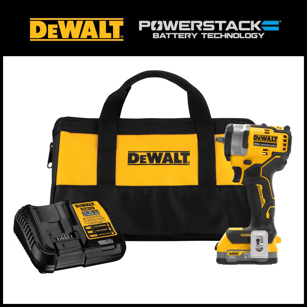 20V MAX 3/8 Impact Wrench with Hog Ring Anvil and POWERSTACK Compact Battery