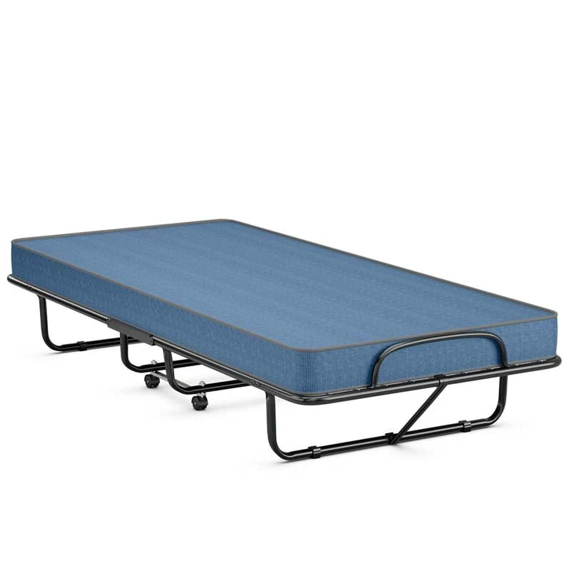 79Quot X 39Quot Rollaway Folding Bed With 5Quot Memory Foam Mattress Twin Size Portable Guest Bed With Wheels