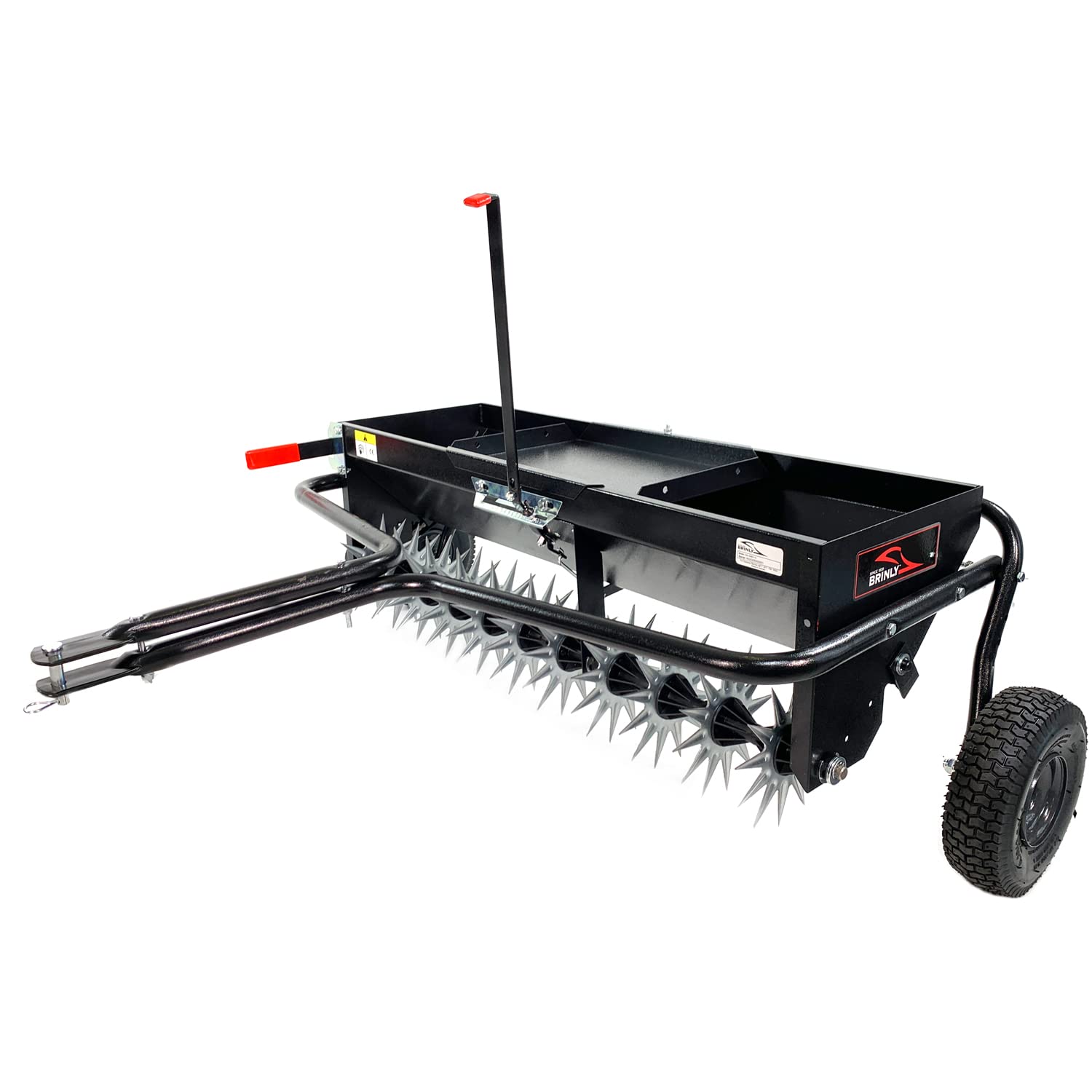 Brinly AS2-40BH-P Lawn Aerator Spreader, 2-in-1 Steel Design, 100 lb Capacity, Efficient Lawn Care