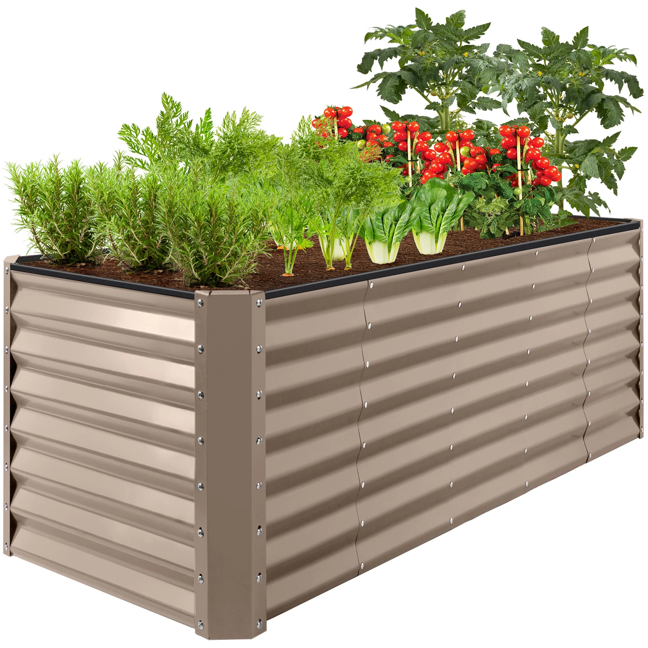 Best Choice Products 8x2x2ft Outdoor Metal Raised Garden Bed, Planter Box for Vegetables, Flowers, Herbs   Taupe