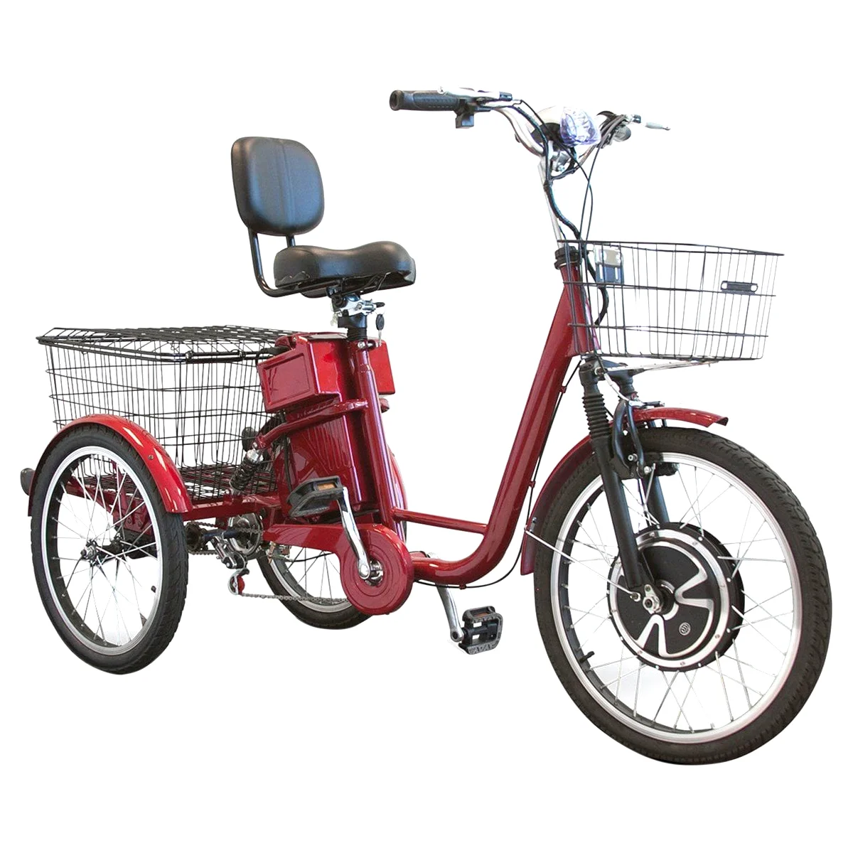 EWheels 3 Wheel Tricycle Mobility Scooter w/ Electric Or Pedal Option, Red