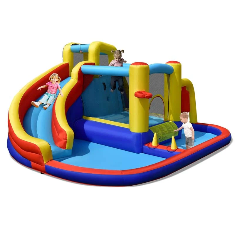 7 In 1 Kids Giant Water Park Inflatable Water Slide Bounce House Castle Jumping Sliding Bouncer With Trampoline
