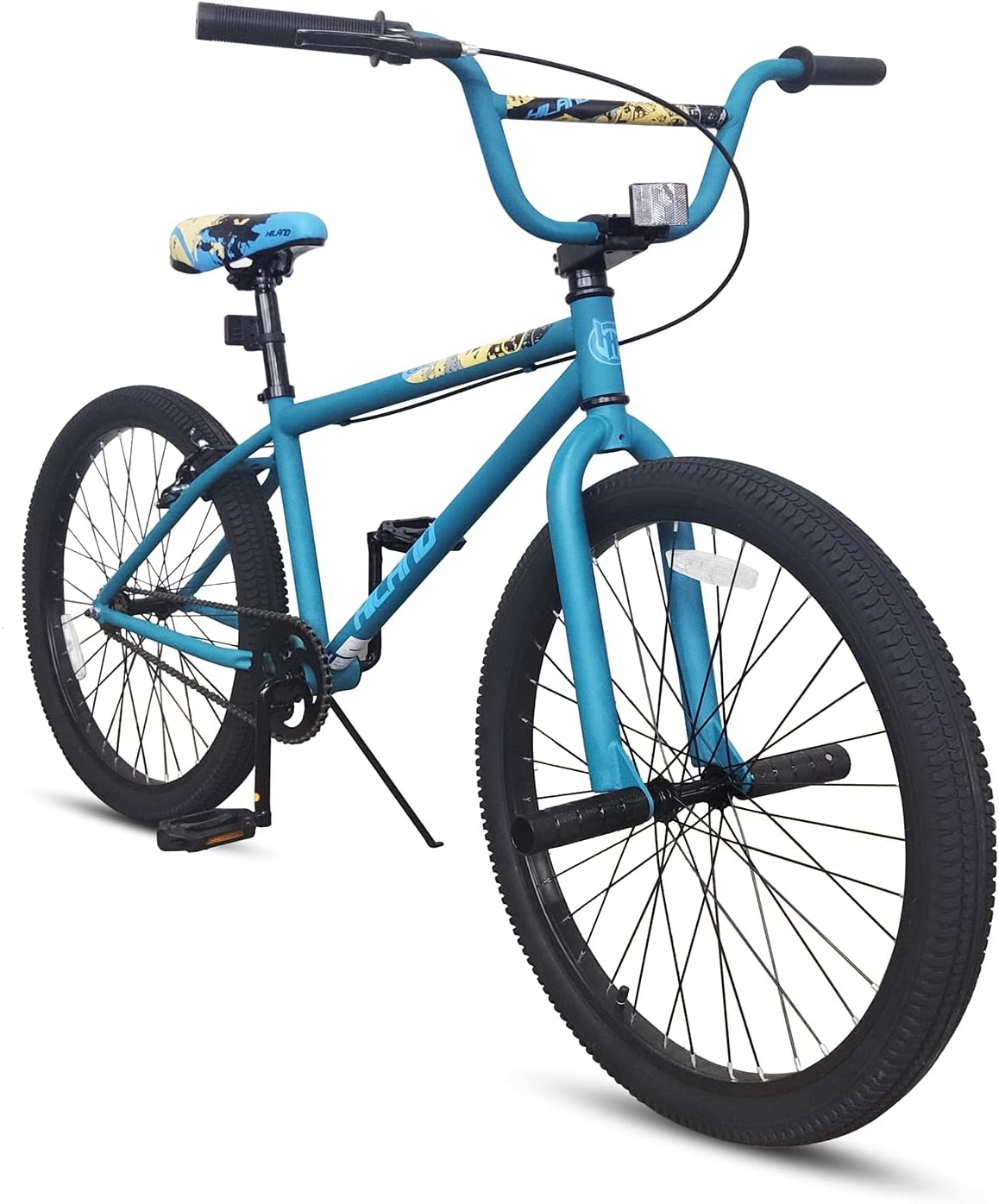 Hiland 26 inch BMX Bike Beginner Level to Advanced Riders with 2 Pegs Steel Frame Blue