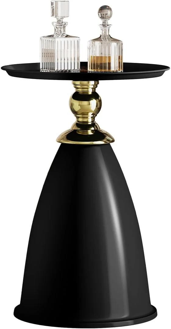 RSJIWOGZ 15 Inch Round End Metal Round for Small Sppace Modern Space Saving Pedestal Nightstand Room Bedroom Luxury Gold End (Gold Type )