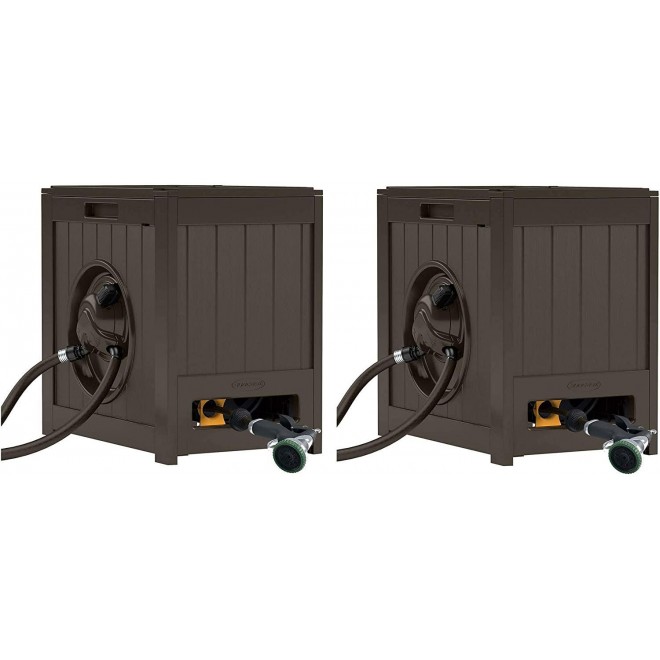 Suncast 125?? Aquawinder Auto Rewind Water Powered Yard Hose Reel, Java (2 Pack)