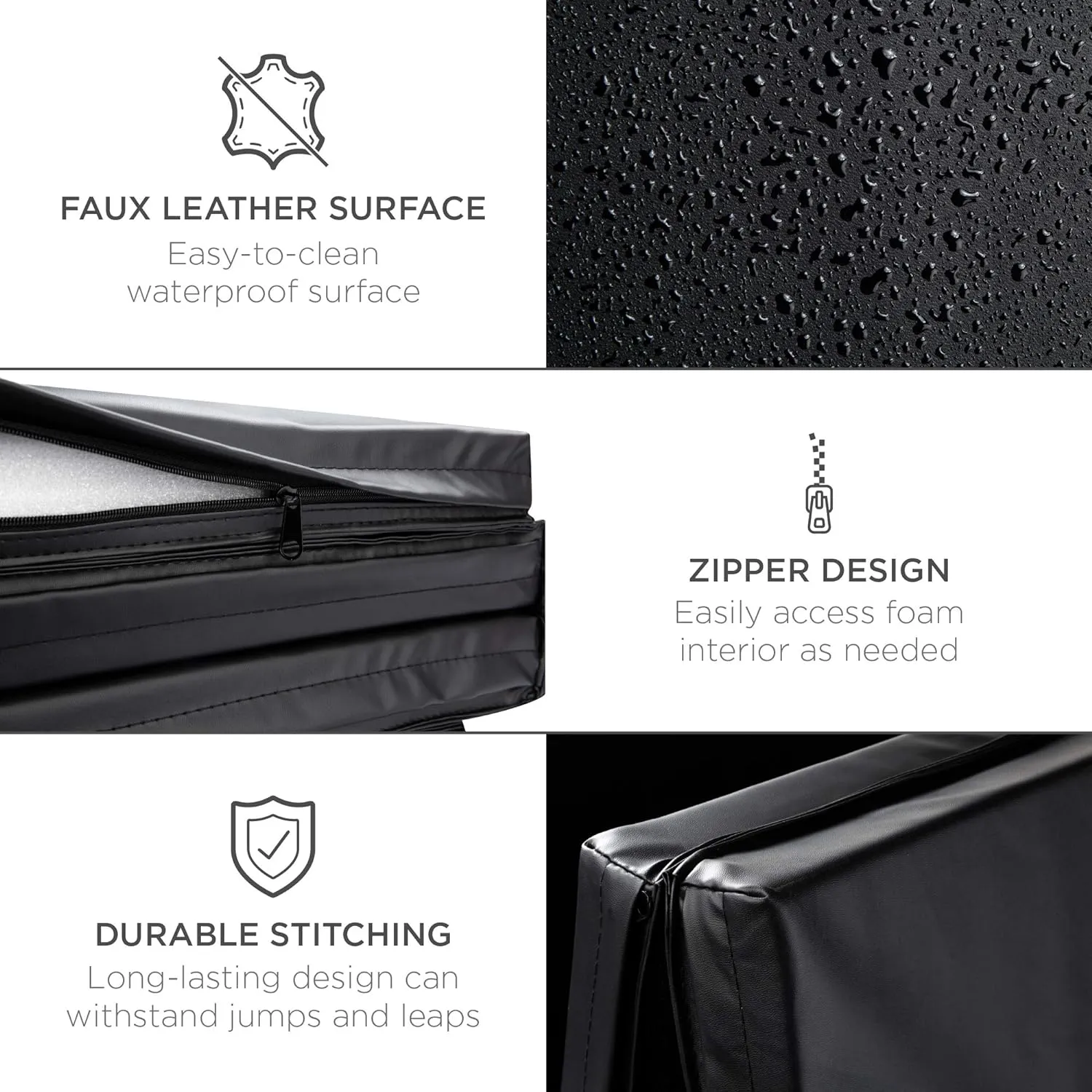 10ftx4ftx2in Folding Gym Mat 4 Panel Exercise Gymnastics Aerobics Workout Fitness Floor Mats w/Carrying Handles