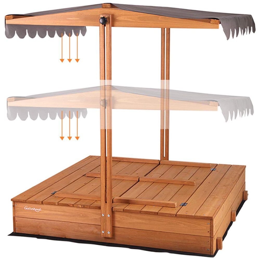 Morgete 47'' Outdoor Sandbox for Kids with Lid and Bench