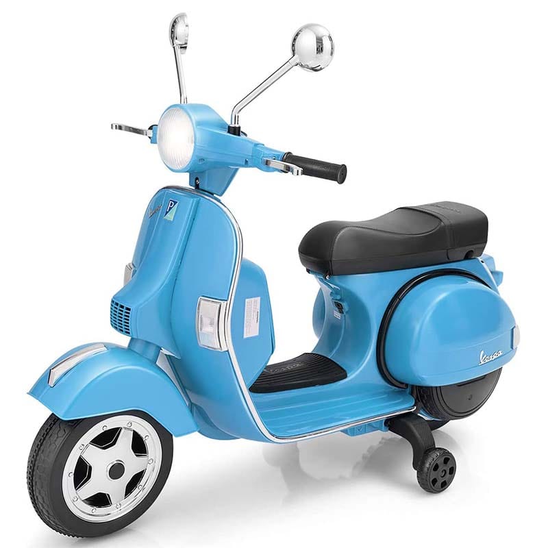 6V Kids Ride On Vespa Scooter Battery Powered Electric Riding Toy Motorcycle With Training Wheels