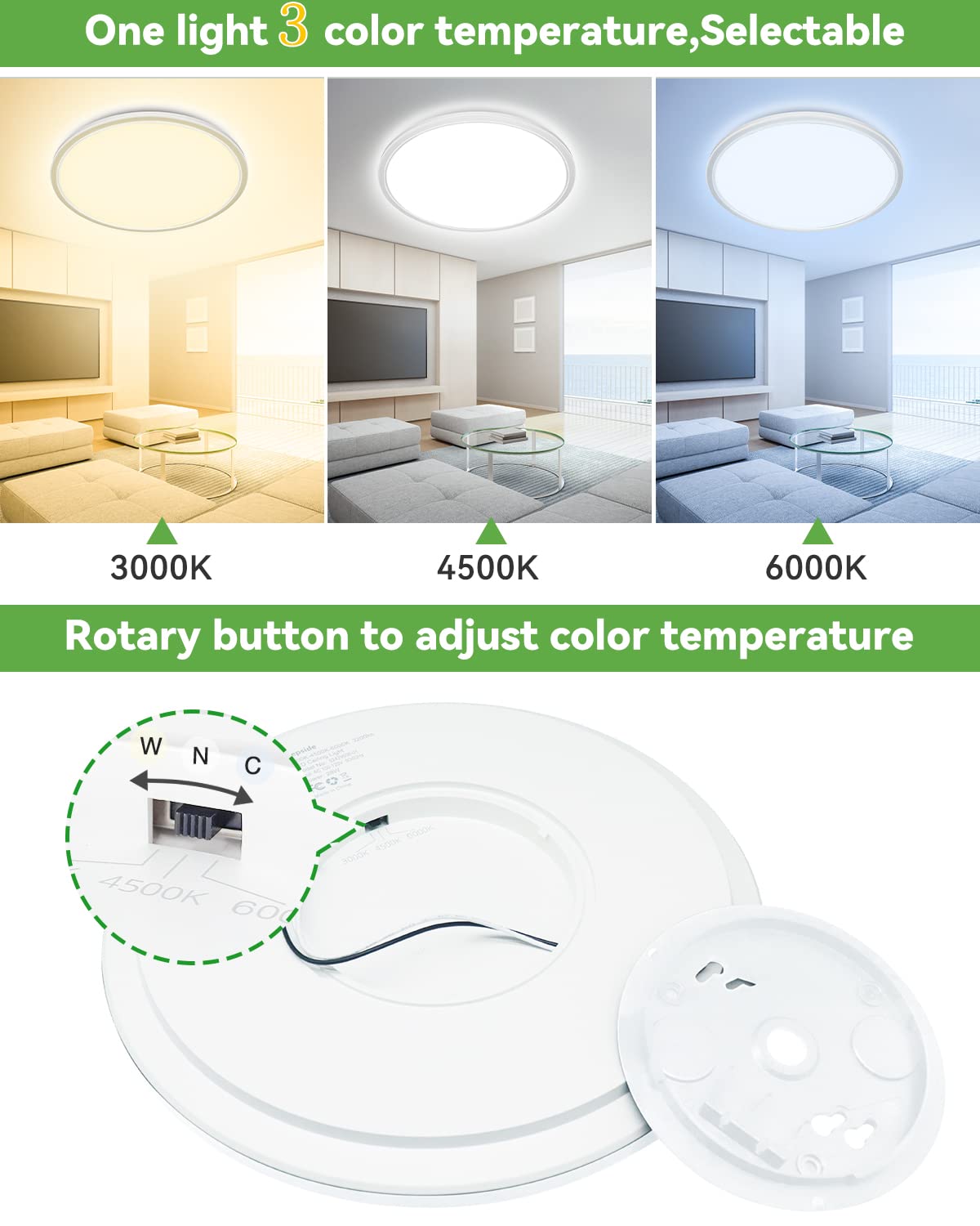 zemty 6Pack 12 Inch LED Flush Mount Ceiling Light, Super Slim 28W 3200lm