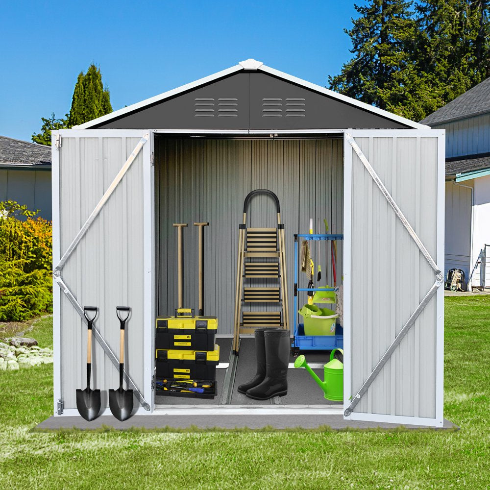 Seizeen 6' X 4' Outdoor Metal Storage Shed, Tools Storage Shed with Lockable Doors