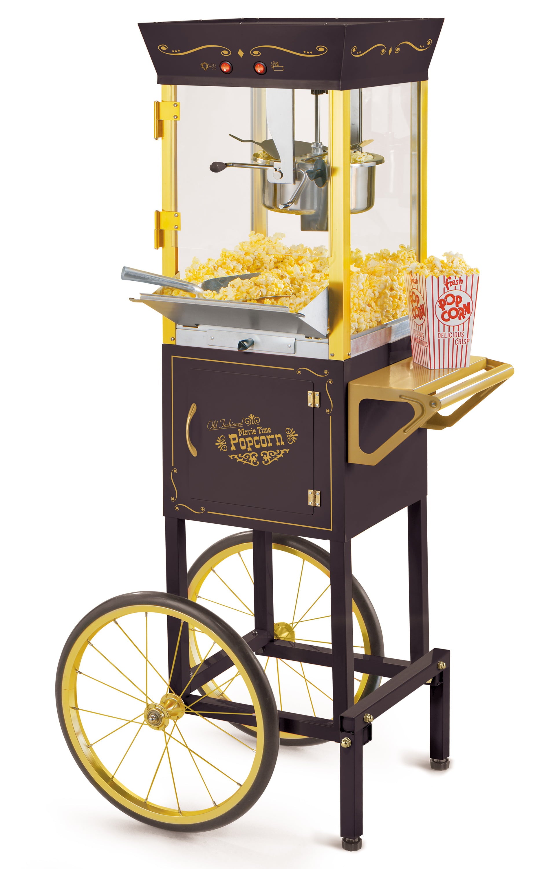 Nostalgia 8 oz Vintage Commercial Popcorn Cart, Makes 32 Cups, 53 in Tall, Black, CCP510BK