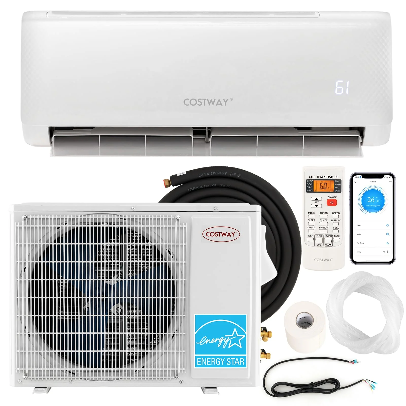 18000 Btu 21 Seer2 Mini Split Air Conditioner Amp Heater Ductless Inverter System 208 230V Wall Mounted Ac Unit With Heat Pump