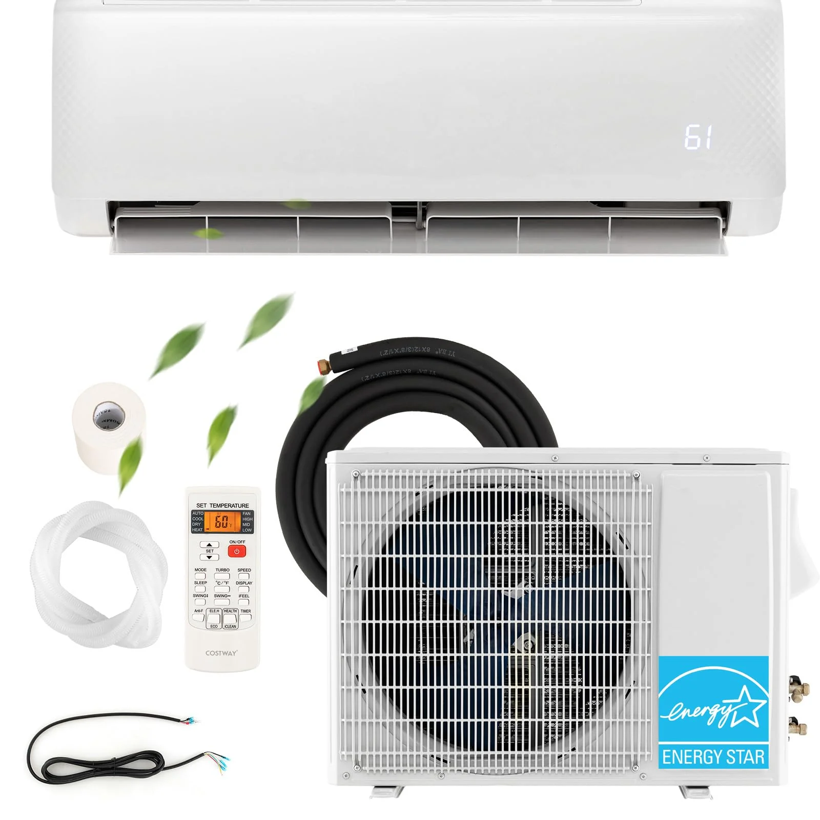 12000 Btu 21 Seer2 Mini Split Air Conditioner Amp Heater Ductless Inverter System 208 230V Wall Mounted Ac Unit With Heat Pump