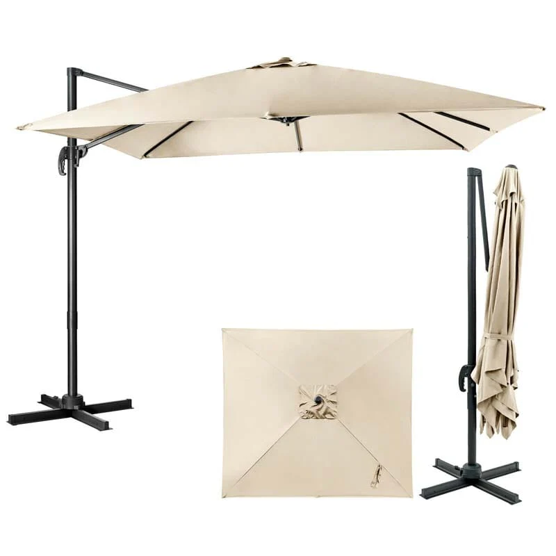 10 X 10 Ft Square Patio Umbrella 3 Tilt Cantilever Offset Umbrella Large Outdoor Market Umbrella With Crossed Base
