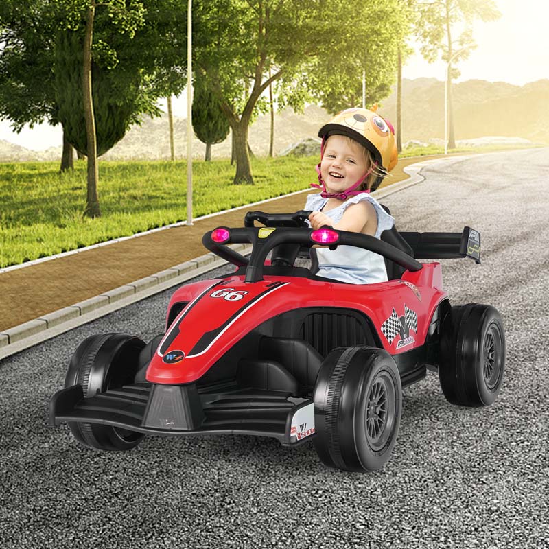 Kids Ride On Formula Racing Car 12V Battery Powered Electric Racing Truck With Shock Absorbing Wheels
